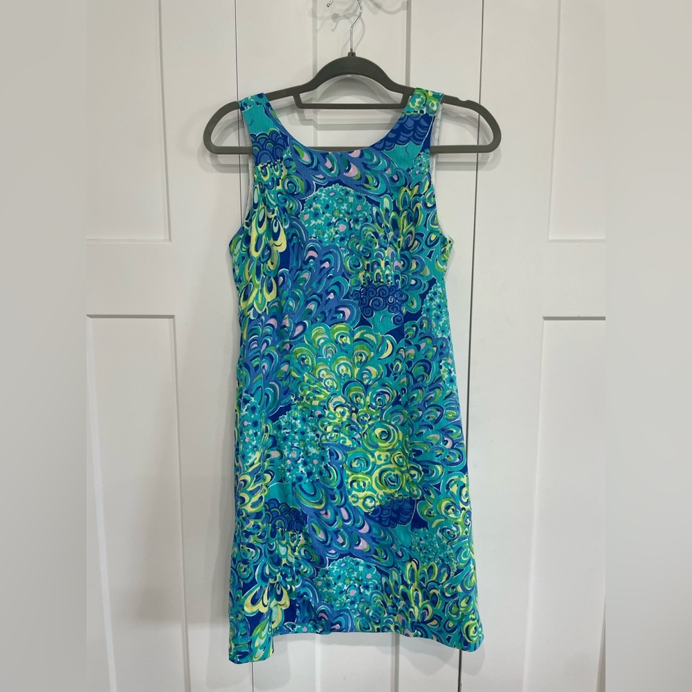 Lilly Pulitzer Sea Blue Green Lilly's Lagoon Peacock Cathy Shift Dress 4